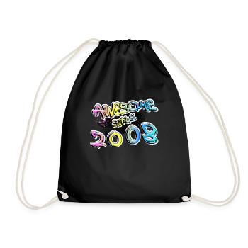 Awesome since 2008 - Drawstring Bag - black - Front