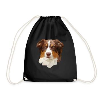 Australian Shepherd, Red Tri Polygon Stil - Turnbeutel - Schwarz - Vorne