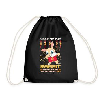 Dab Rabbit Chinese New Year 2023 Happy New Year - Turnbeutel - Schwarz - Vorne