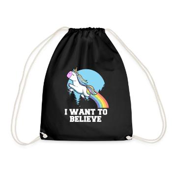 Je veux croire Licorne mignonne avec Rainbow Design - Sac de sport léger - noir - Devant