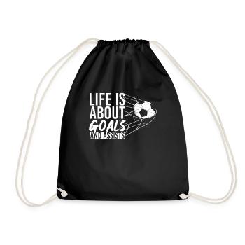 Life Is About Goals And Assists Football Sport - Drawstring Bag - black - Front