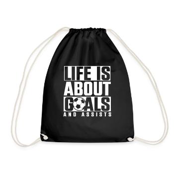 Life Is About Goals And Assists Football Sport - Drawstring Bag - black - Front