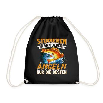 Studieren Kann Jeder Angeln nur die Besten - Turnbeutel - Schwarz - Vorne