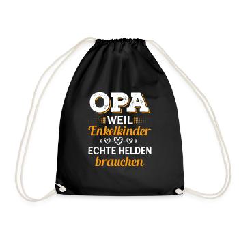 Opa Weil Enkelkinder Echte Helden Brauchen - Turnbeutel - Schwarz - Vorne