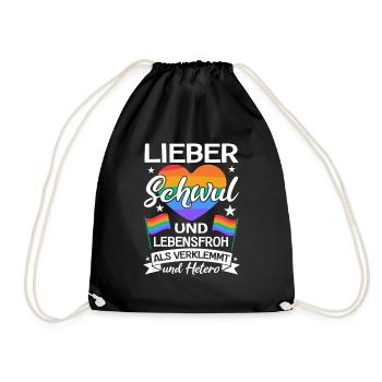 LGBTQ Lieber Schwul und Lebensfroh Gay Pride Month - Turnbeutel - Schwarz - Vorne