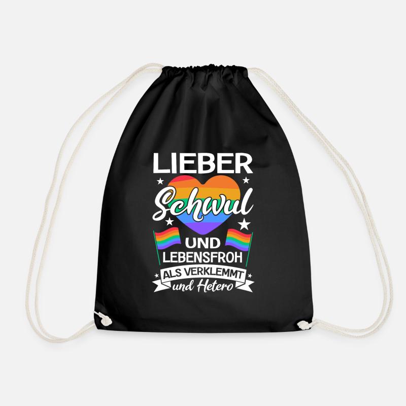 LGBTQ Lieber Schwul und Lebensfroh Gay Pride Month - Turnbeutel - Schwarz