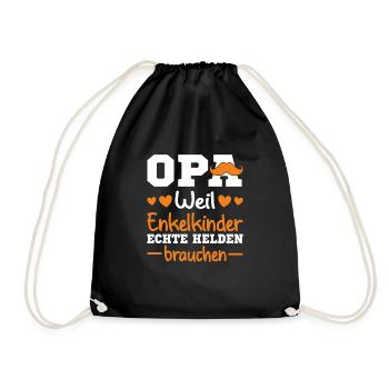 Großvater Opa Weil Enkelkinder Echte Helden - Turnbeutel - Schwarz - Vorne
