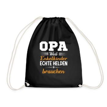 Opa Weil Enkelkinder Echte Helden Brauchen - Turnbeutel - Schwarz - Vorne