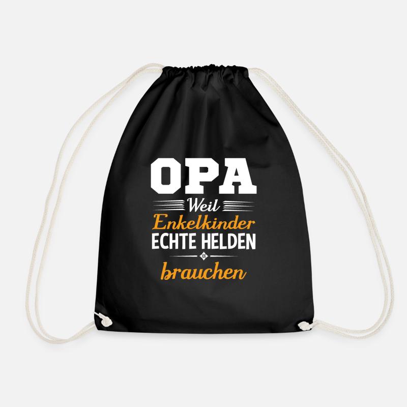 Opa Weil Enkelkinder Echte Helden Brauchen - Turnbeutel - Schwarz