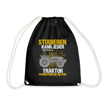 Traktor Spruch Trekker Fahren Landwirtschaft - Turnbeutel - Schwarz - Vorne