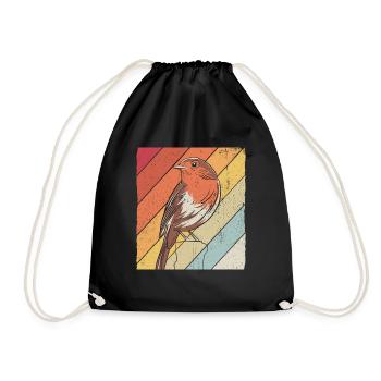 Rotkehlchen Vogelfreund Vogelfan Vintage Natur Lie - Turnbeutel - Schwarz - Vorne