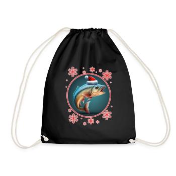 Pêche Pêcheur Pêcheuse Noël Pêcheur Poisson - Sac de sport léger - noir - Devant
