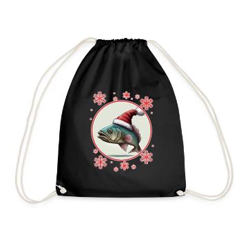 Pêche Pêcheur Pêcheuse Noël Pêcheur Poisson - Sac de sport léger - noir - Devant