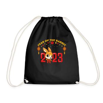 Funny Rabbit Chinese New Year 2023 New Year - Turnbeutel - Schwarz - Vorne