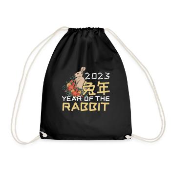 Chinese New Year Of Rabbit Floral New Year 2023 - Turnbeutel - Schwarz - Vorne