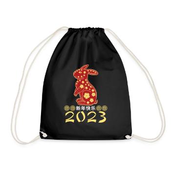 Chinese New Year Rabbit Element New Year 2023 - Turnbeutel - Schwarz - Vorne