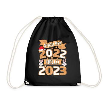 Rabbit Bye 2022 Hello 2023 Happy Chinese New Year - Turnbeutel - Schwarz - Vorne