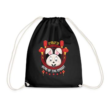 Lapin Hello Bienvenue 2023 Bonne année chinoise - Sac de sport léger - noir - Devant