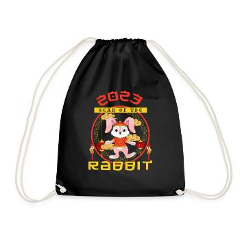 Rabbit Welcome 2023 New Year Chinese New Year - Drawstring Bag - black - Front