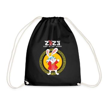 Joyeux Nouvel An chinois Dab Rabbit 2023 Nouvel An - Sac de sport léger - noir - Devant