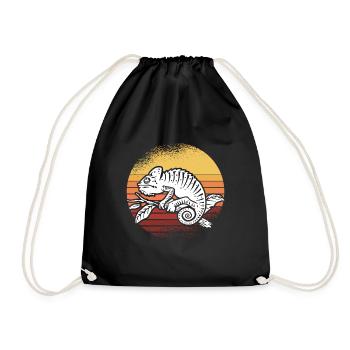 Lizard Reptile Herpetology Herpetologist Retro Vin - Drawstring Bag - black - Front