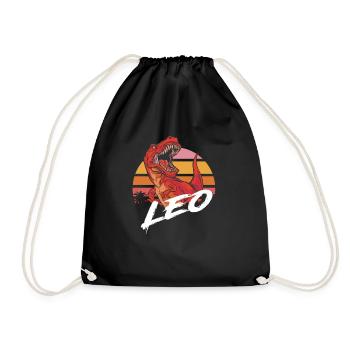 LEO - Beau prénom de garçon avec T-REX Dino - Sac de sport léger - noir - Devant