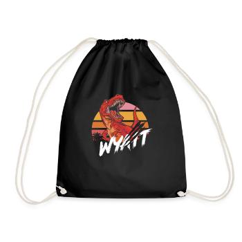 WYATT - Beautiful boy name with T-REX Dino - Drawstring Bag - black - Front