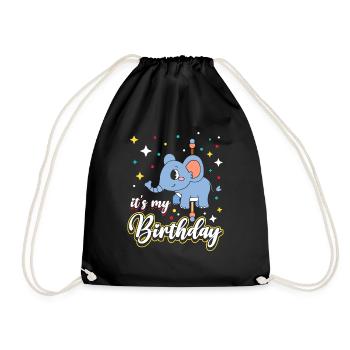 Carousel Birthday Party Elephant It's My - Drawstring Bag - black - Front