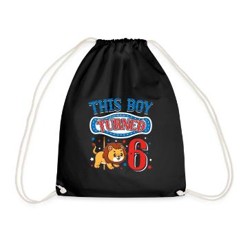 Carousel Birthday Party Lion Dieser Junge Wurde 6 - Turnbeutel - Schwarz - Vorne