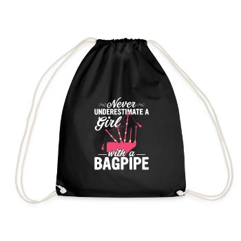 Never Underestimate A Girl With A Bagpipe Bagpipin - Turnbeutel - Schwarz - Vorne