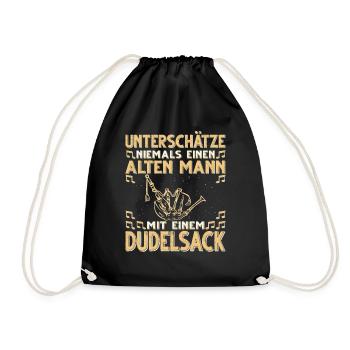 Dudelsack Musikverein Sackpfeifer Musiker - Turnbeutel - Schwarz - Vorne