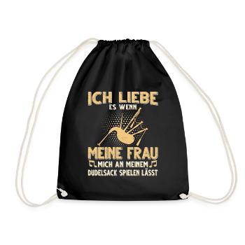 Dudelsack Musikverein Sackpfeifer Musiker - Turnbeutel - Schwarz - Vorne