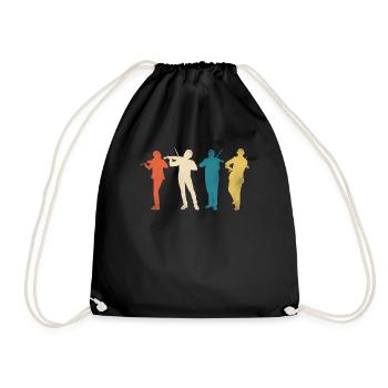 Violin Violinist Retro Vintage - Drawstring Bag - black - Front