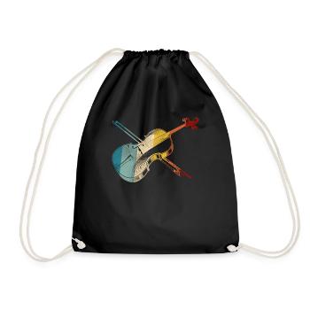 Violin Violinist Retro Vintage - Drawstring Bag - black - Front