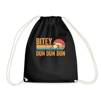 Lustiger Hammerhai Bitey Dun Dun Dun Retro - Turnbeutel - Schwarz - Vorne