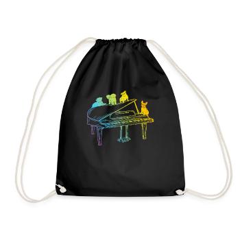 Piano Dogs Piano Lover Piano Player - Dog Lover Pi - Drawstring Bag - black - Front