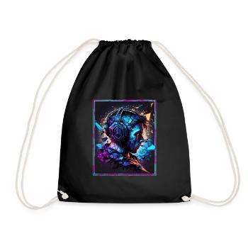 Polygon Headset Headphones Gamer Geometric - Drawstring Bag - black - Front