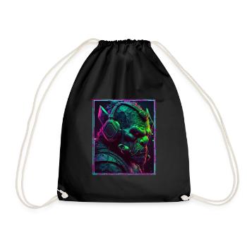 Orc Polygon Headset Headphones Gamer Geometric - Drawstring Bag - black - Front