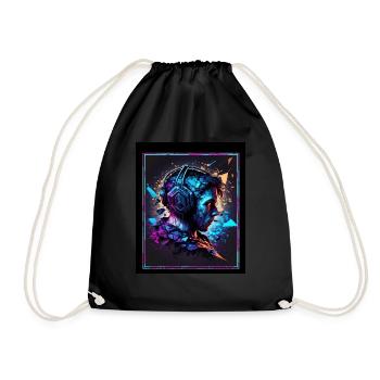 Polygon Headset Headphones Gamer Geometric - Drawstring Bag - black - Front