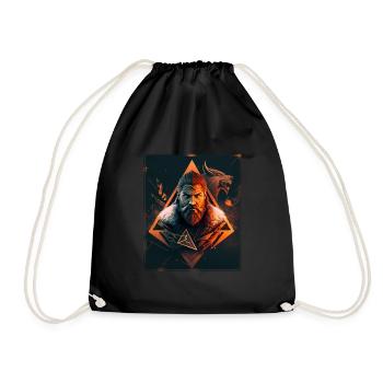 Viking Viking Polygon Geometric Nordic Neon - Drawstring Bag - black - Front