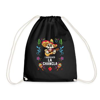 I Survived La Chancla Mexican Slippers Sandals - Drawstring Bag - black - Front