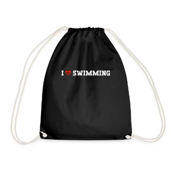 Schimmer Schwimmen I Love Swimming - Turnbeutel - Schwarz - Vorne