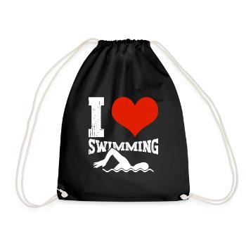 Schimmer Schwimmen I Love Swimming - Turnbeutel - Schwarz - Vorne