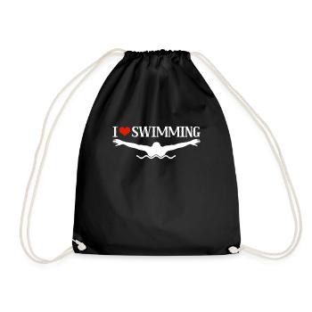 Schimmer Schwimmen I Love Swimming - Turnbeutel - Schwarz - Vorne