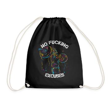 NO FUCKING EXCUSES Gym Trainig Bodybuilding - Turnbeutel - Schwarz - Vorne