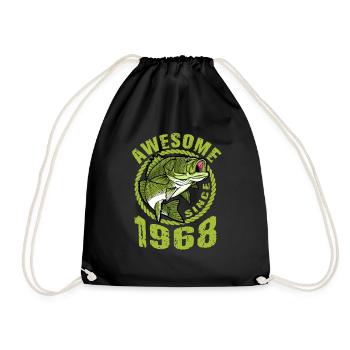 Awesome since 1968. Angel, Angler Geburtstag - Turnbeutel - Schwarz - Vorne