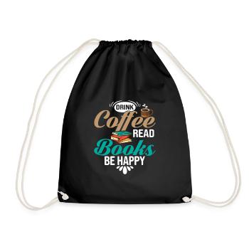 Boire du café Lire des livres Soyez heureux Amoureux des livres Readin - Sac de sport léger - noir - Devant