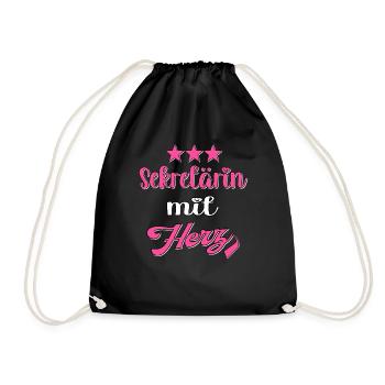 Sekretärin mit Herz. Frauen Büro Sekretärin - Turnbeutel - Schwarz - Vorne