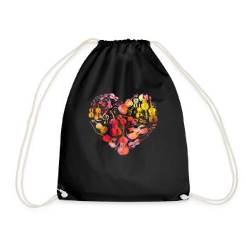 Violin Violinist Heart Watercolor - Turnbeutel - Schwarz - Vorne