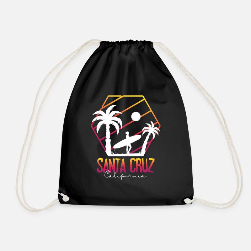 Santa Cruz California Summer Sun Palms Beach - Drawstring Bag - black